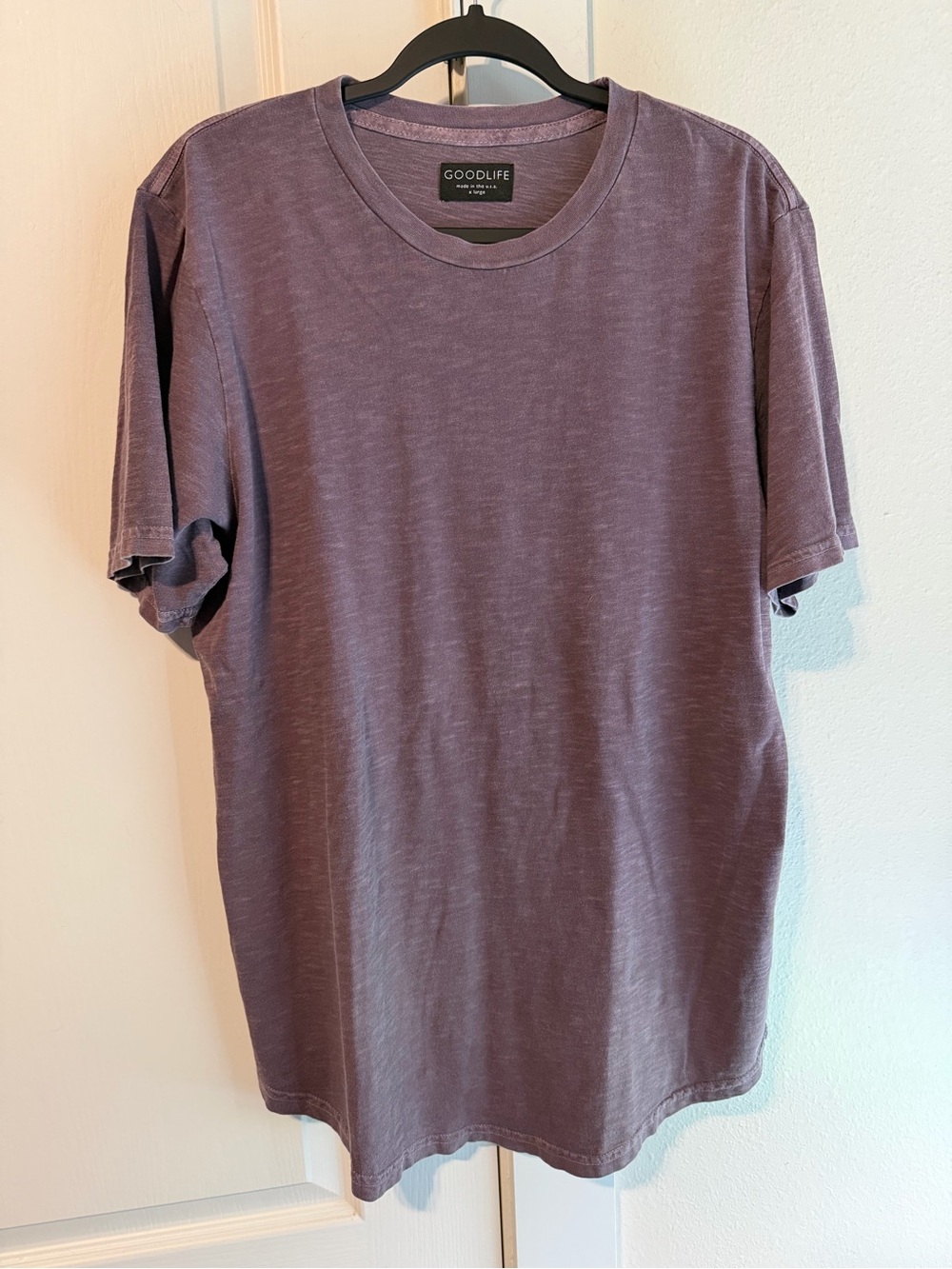 Goodlife Sun-Faded Slub Scallop Crew Tee Shirt Black Plum Purple Size XL